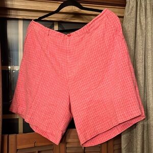 C&B coral plaid shorts. Linen/cotton blend.